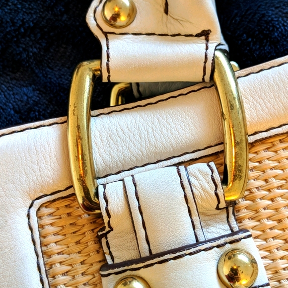 Vintage Banana Republic Leather and Straw Handbag - Picture 9 of 9